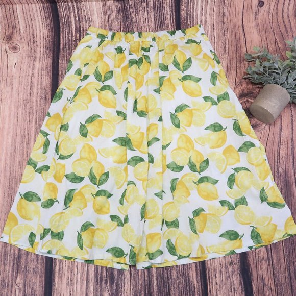 BCBGeneration LEMONS print Button Down Skirt - Womens Size Medium - Picture 3 of 10